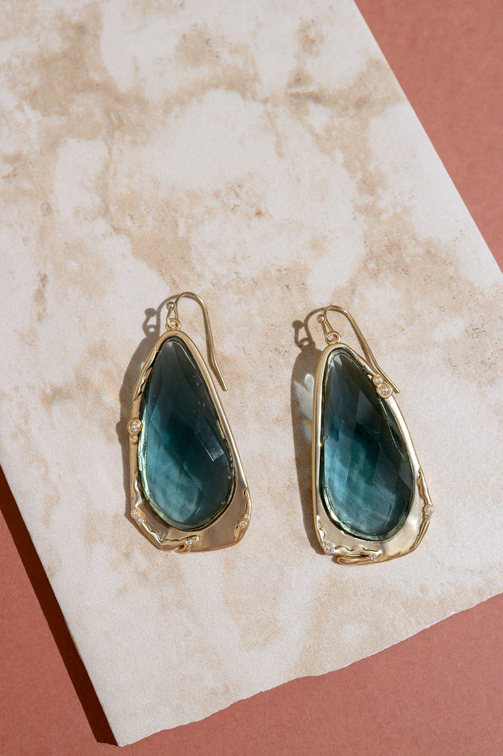 Fluid Teardrop Gemstone Statement Earrings