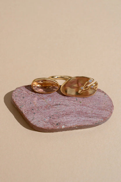 Floating Stone Huggie Ring