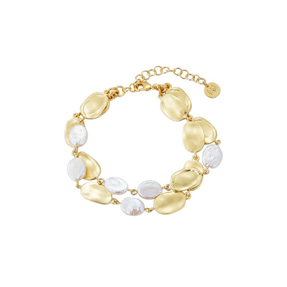 Golden Ripple Pearl Bracelet