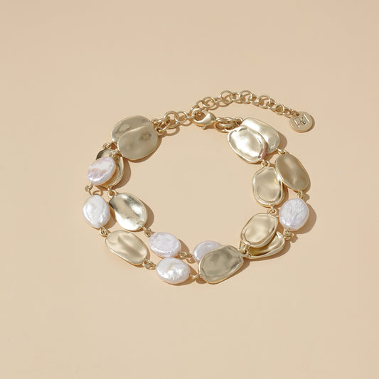 Golden Ripple Pearl Bracelet