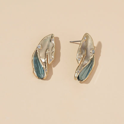 Lustrous Inlay Stud Earrings