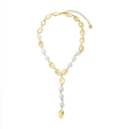 Sun-Kissed Pearls Lariat Necklace