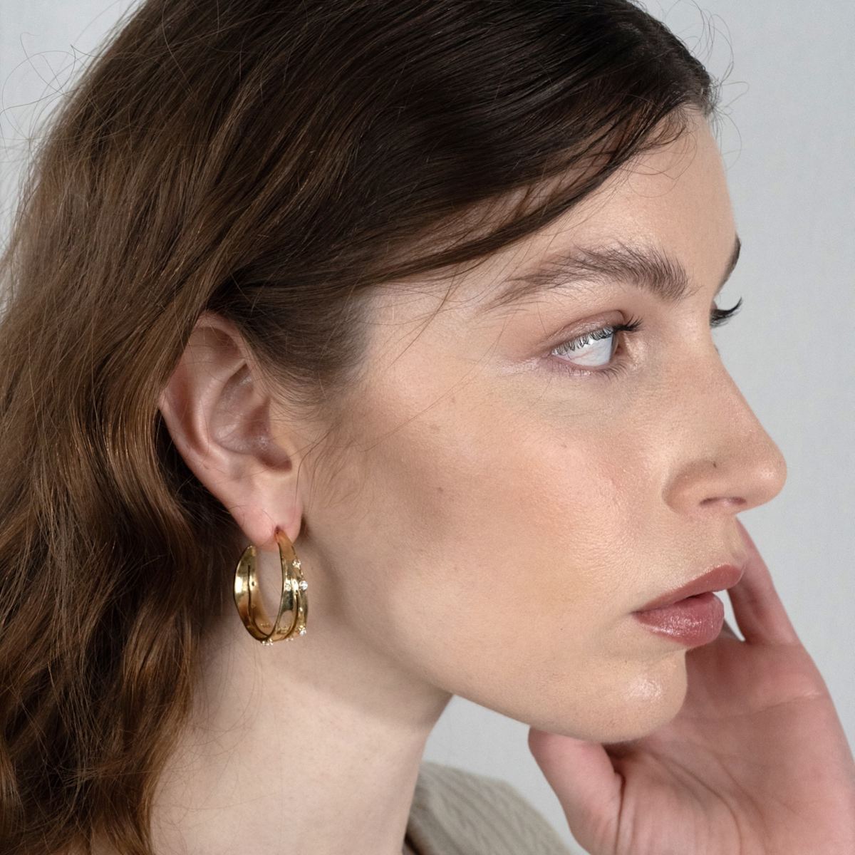 Sprinkled Stones Hoop Earrings