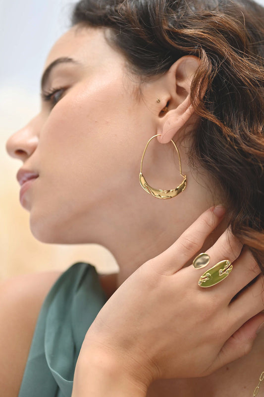 Organic Crescent Hoop Earrings